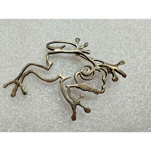 Belinda Woody BW 94 Navajo Sterling Silver Frog Pin Signed 2" Open Work Outline